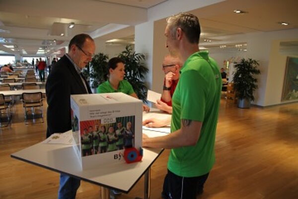 Infostand in der Kantine